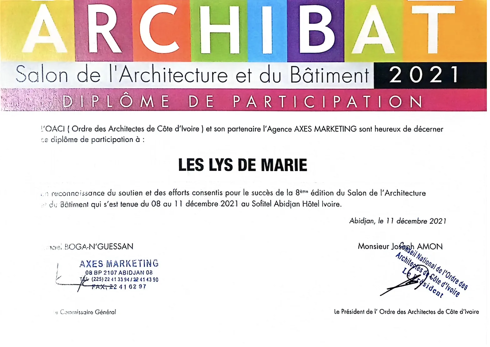 Prix et distinction 8 - Les Lys de Marie